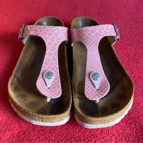 BIRKENSTOCK Sz 7 Magic Snake Pink Gizeh Slip On Front Post Thong Sandals - Picture 2 of 14